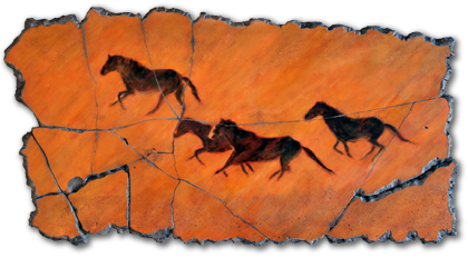running horses fresco